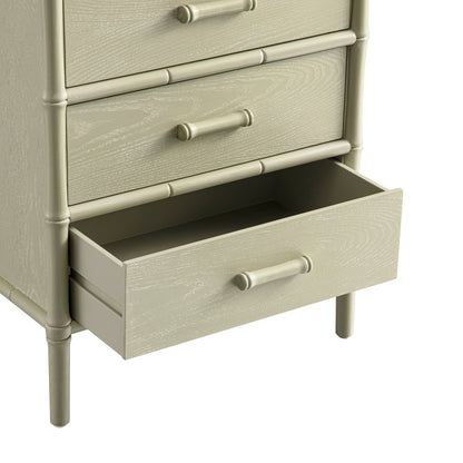 Elstowe Faux Bamboo 3-Drawer Bedside Table, Sage Green
