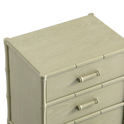 Elstowe Faux Bamboo 3-Drawer Bedside Table, Sage Green