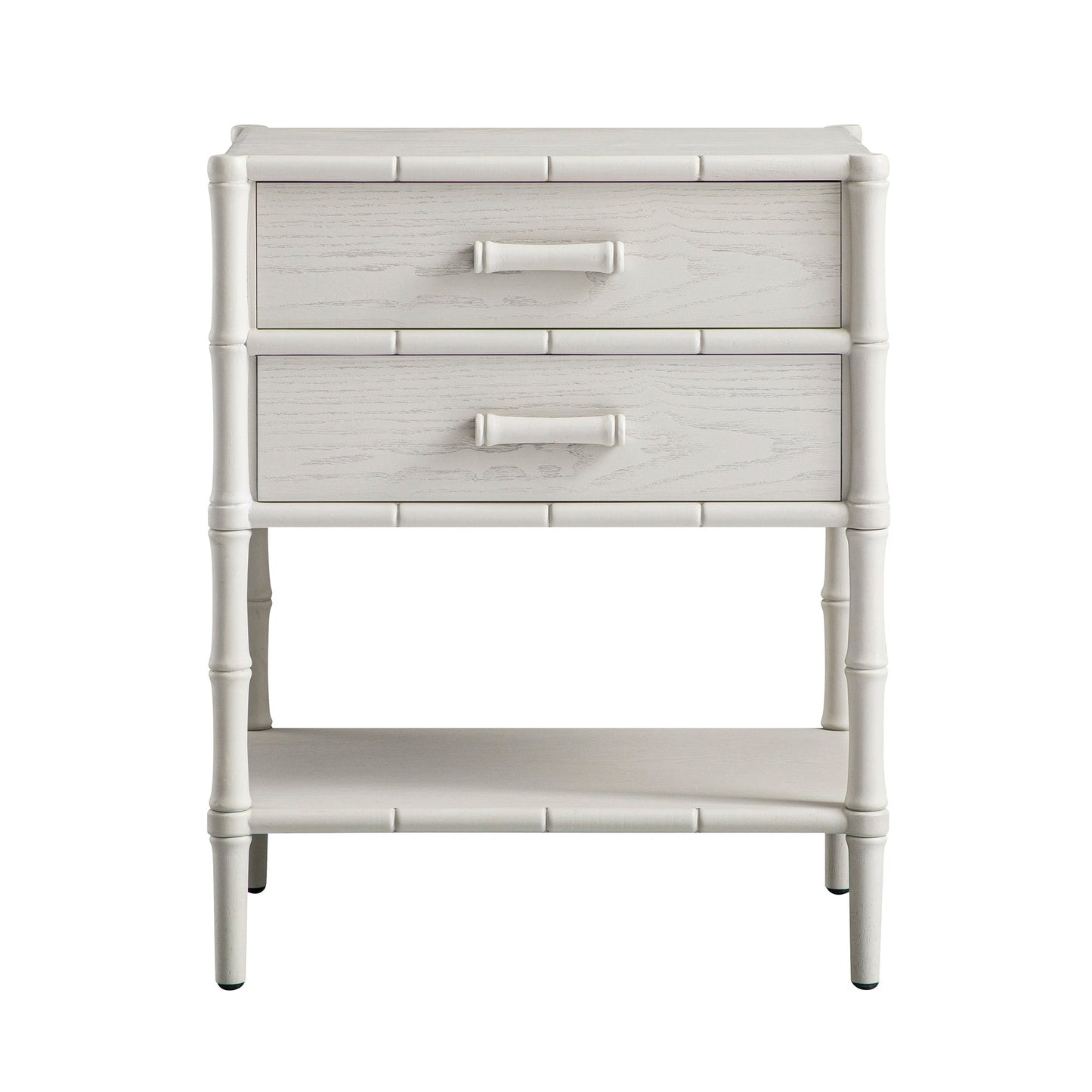 Elstowe Faux Bamboo 2-Drawer Bedside Table, Shaded White