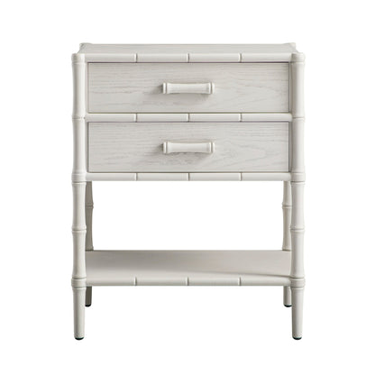 Elstowe Faux Bamboo 2-Drawer Bedside Table, Shaded White