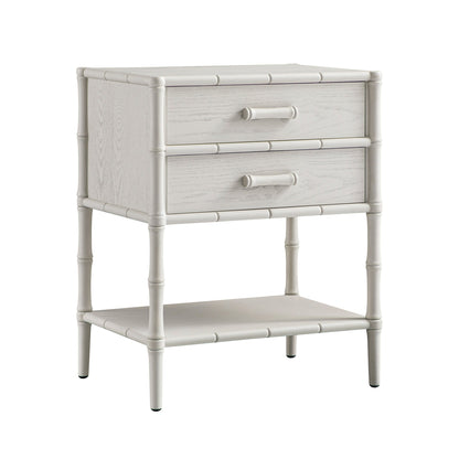 Elstowe Faux Bamboo 2-Drawer Bedside Table, Shaded White