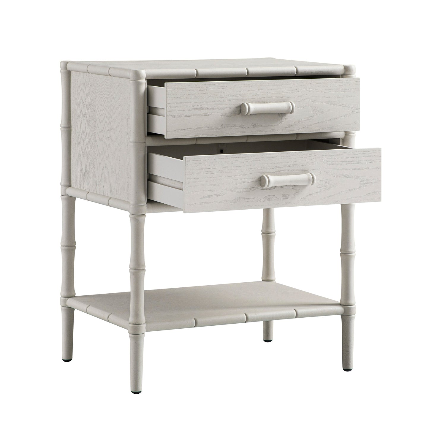 Elstowe Faux Bamboo 2-Drawer Bedside Table, Shaded White