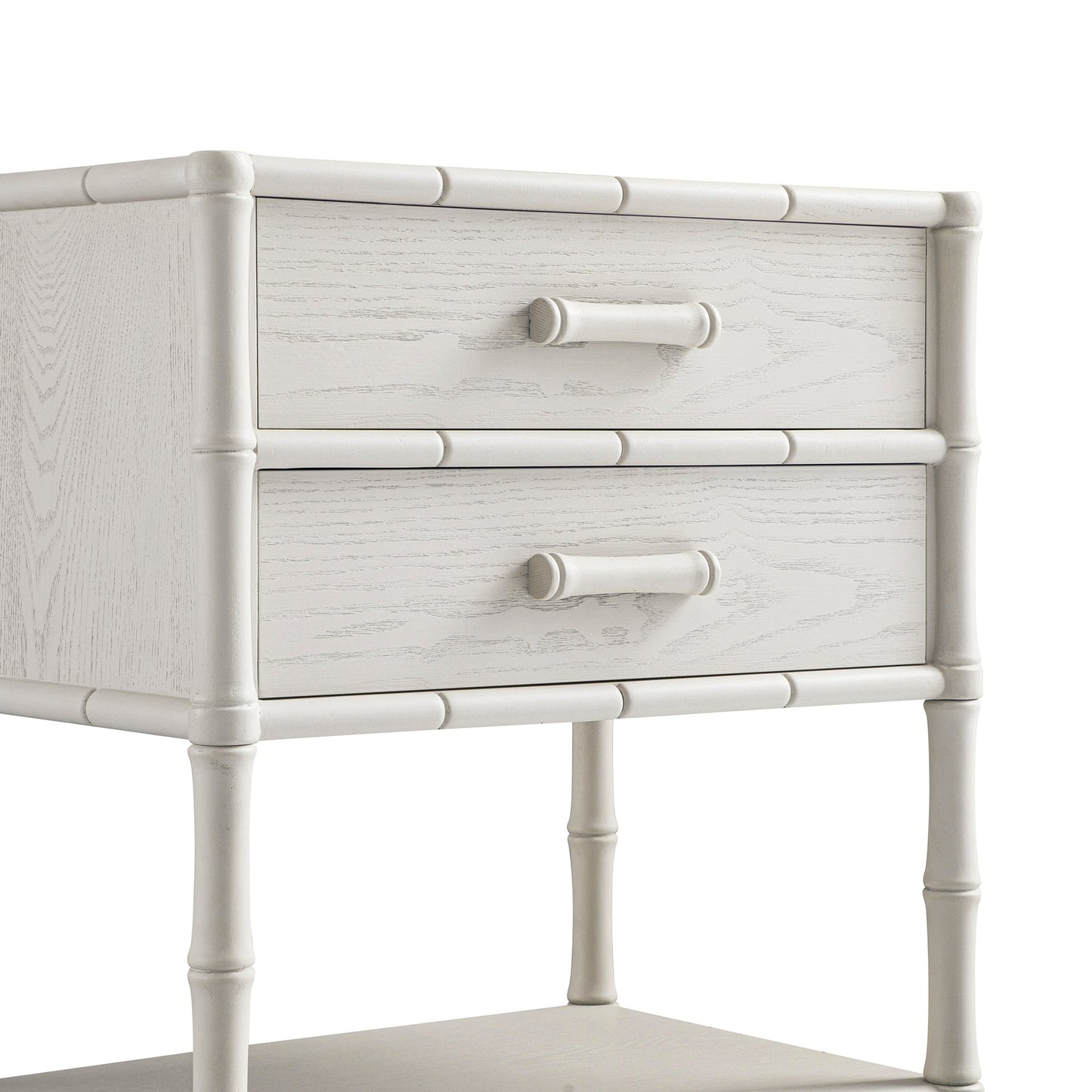 Elstowe Faux Bamboo 2-Drawer Bedside Table, Shaded White