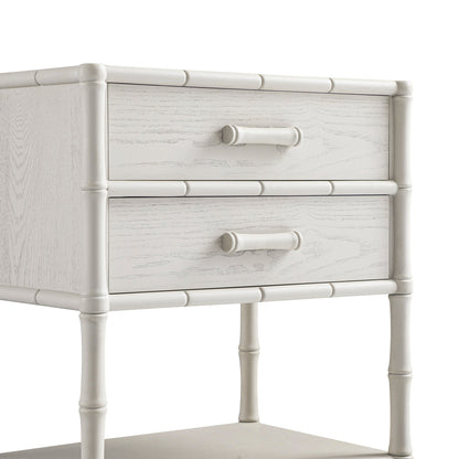 Elstowe Faux Bamboo 2-Drawer Bedside Table, Shaded White