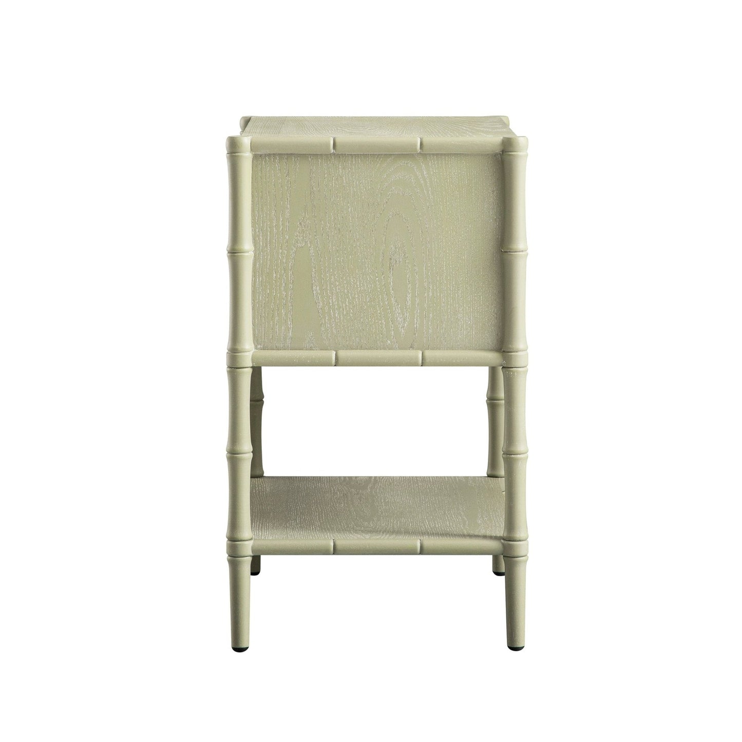 Elstowe Faux Bamboo 2-Drawer Bedside Table, Sage Green