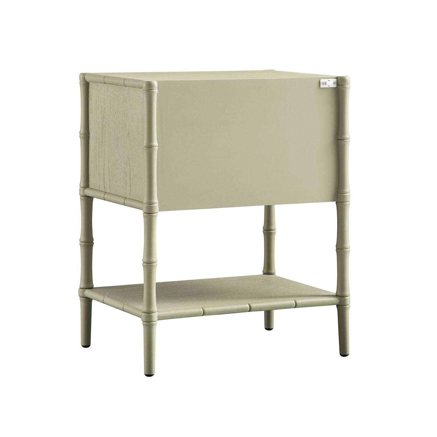 Elstowe Faux Bamboo 2-Drawer Bedside Table, Sage Green
