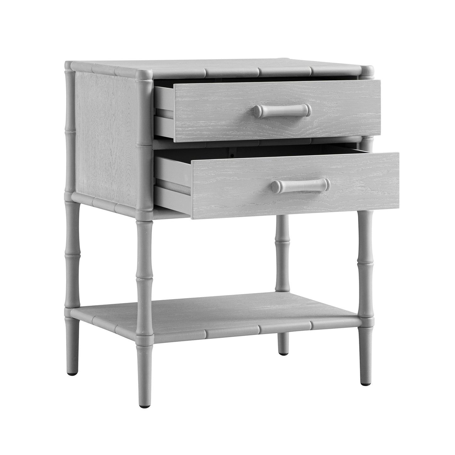 Elstowe Faux Bamboo 2-Drawer Bedside Table, Warm Grey