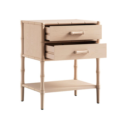 Elstowe Faux Bamboo 2-Drawer Bedside Table, Nude Pink