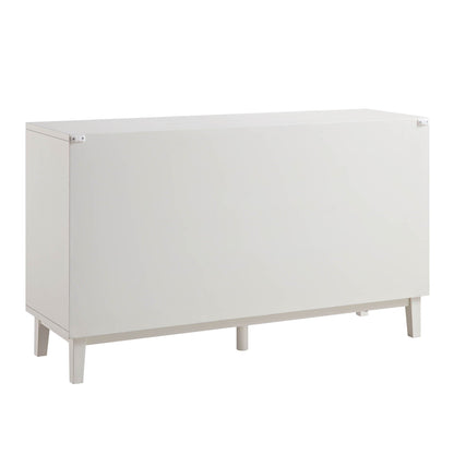 Bianca Chip Carved 3 Door Sideboard, Sand Beige & Ivory