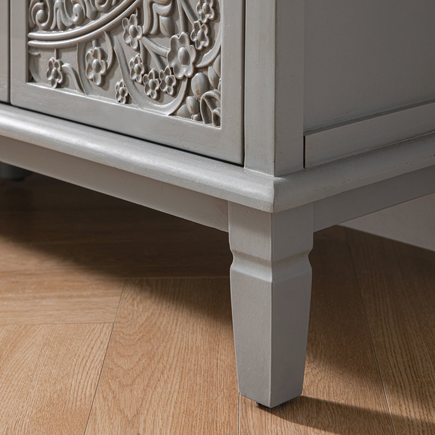 Chantilly Mid Grey Carved Large Sideboard