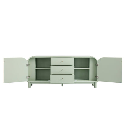 Maude Wide 3-Drawer Sideboard, Muted Pistachio Ash with Raffia