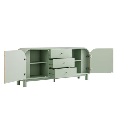 Maude Wide 3-Drawer Sideboard, Muted Pistachio Ash with Raffia