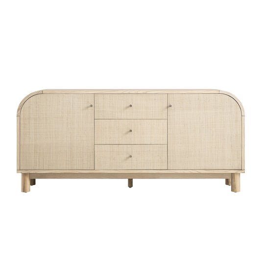Maude Wide 3-Drawer Sideboard, Natural Ash with Raffia