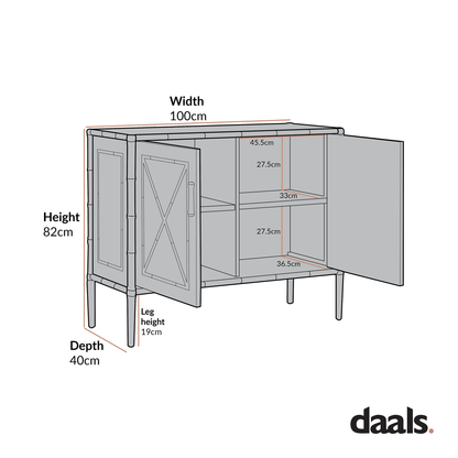 Elstowe Faux Bamboo Small Sideboard, Warm Grey