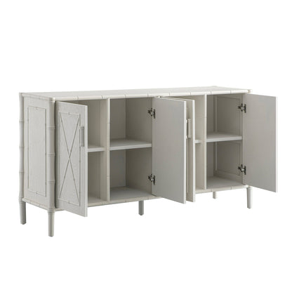 Elstowe Faux Bamboo Large Sideboard, Shaded White