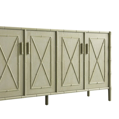 Elstowe Faux Bamboo Large Sideboard, Sage Green