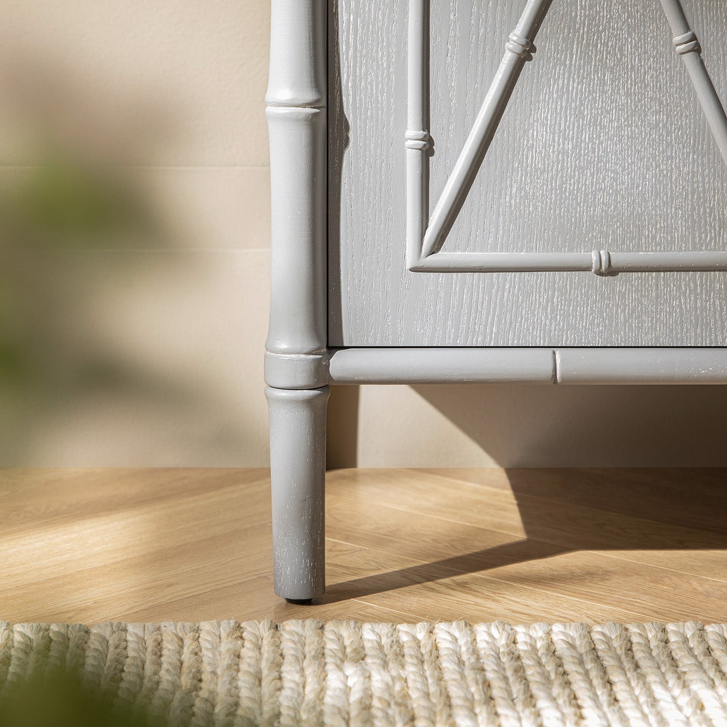 Elstowe Faux Bamboo Large Sideboard, Warm Grey