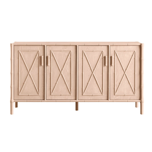 Elstowe Faux Bamboo Large Sideboard, Nude Pink