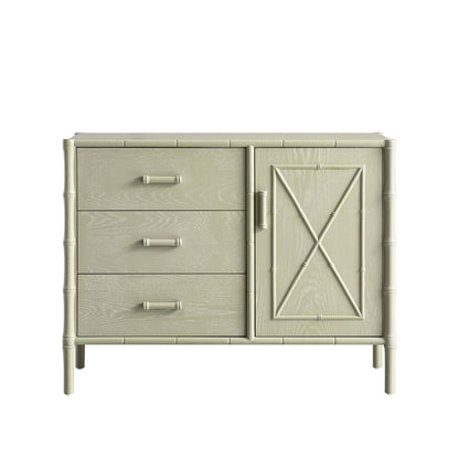 Elstowe Faux Bamboo 1-Door 3-Drawer Sideboard, Sage Green