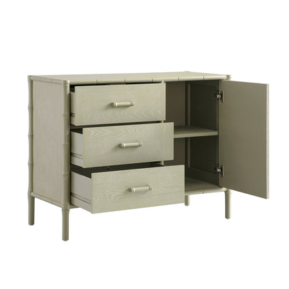 Elstowe Faux Bamboo 1-Door 3-Drawer Sideboard, Sage Green