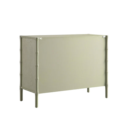Elstowe Faux Bamboo 1-Door 3-Drawer Sideboard, Sage Green