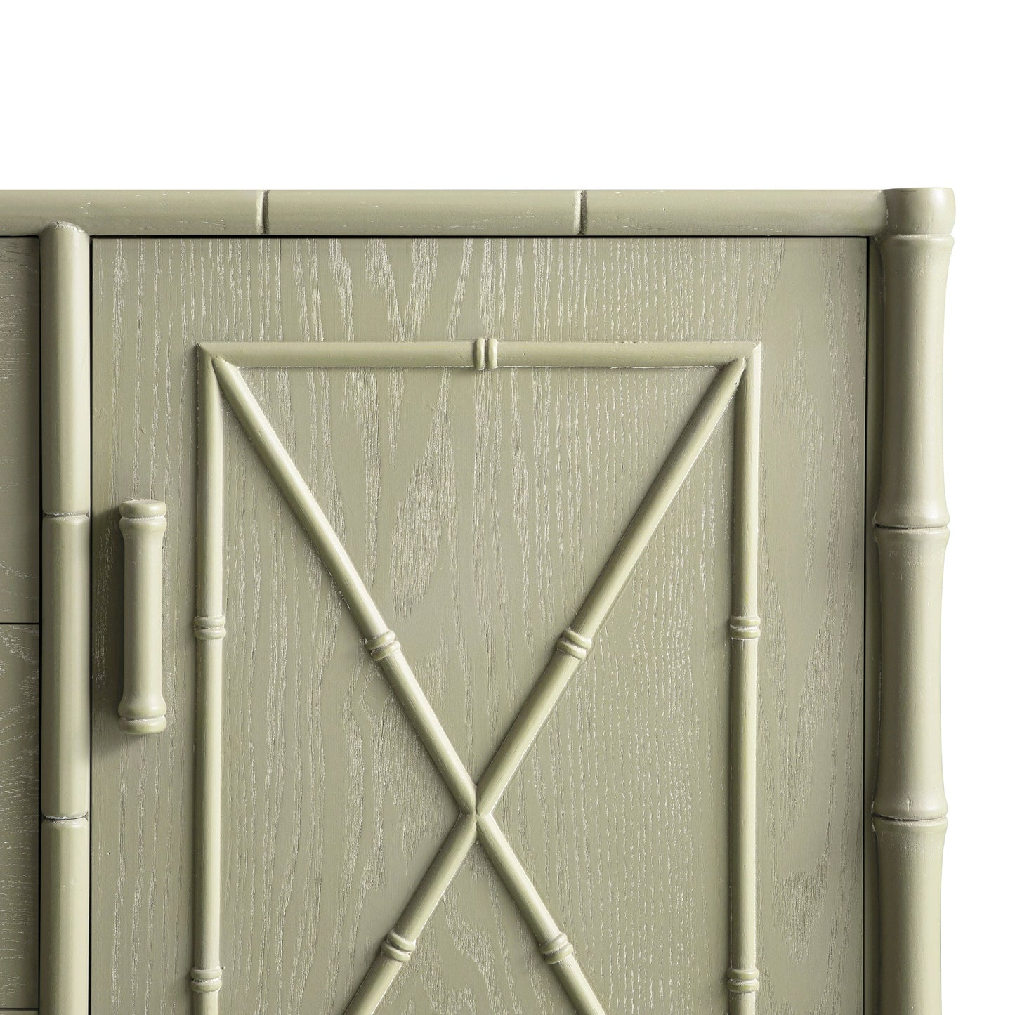 Elstowe Faux Bamboo 1-Door 3-Drawer Sideboard, Sage Green