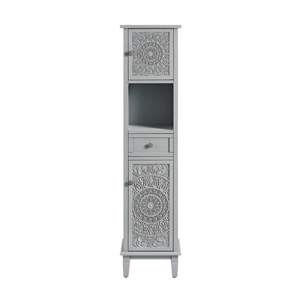 Chantilly Mid Grey Carved Bathroom Tallboy Cabinet