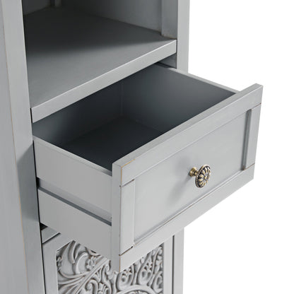 Chantilly Mid Grey Carved Bathroom Tallboy Cabinet