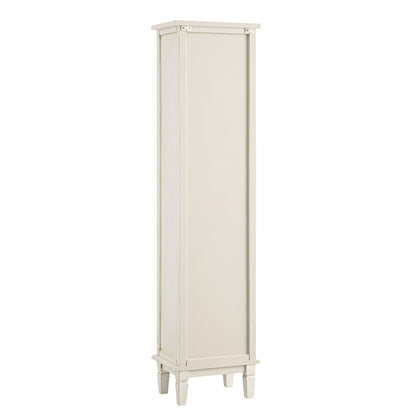 Chantilly Whitewashed Carved Bathroom Tallboy Cabinet