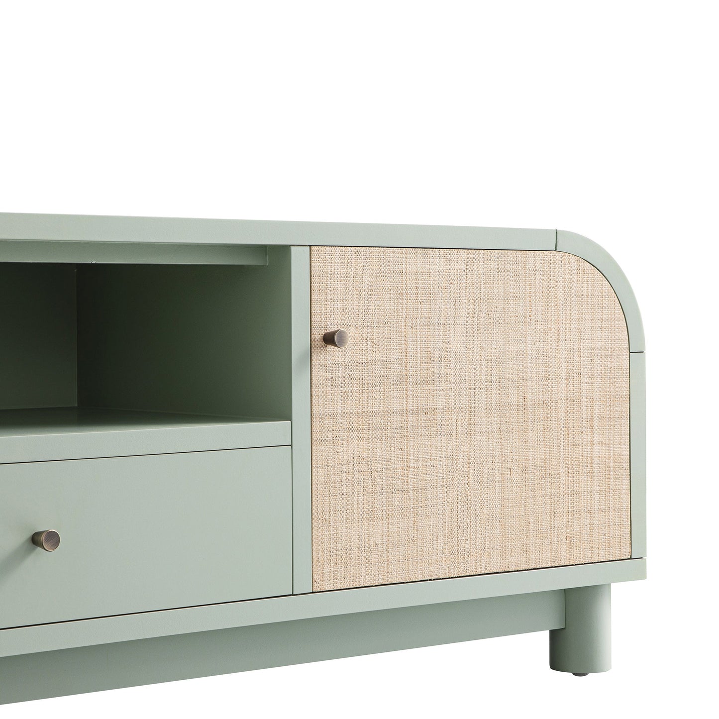 Maude TV Unit, Muted Pistachio Ash with Raffia