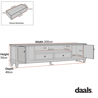 Chantilly Mid Grey 200cm Wide TV Unit