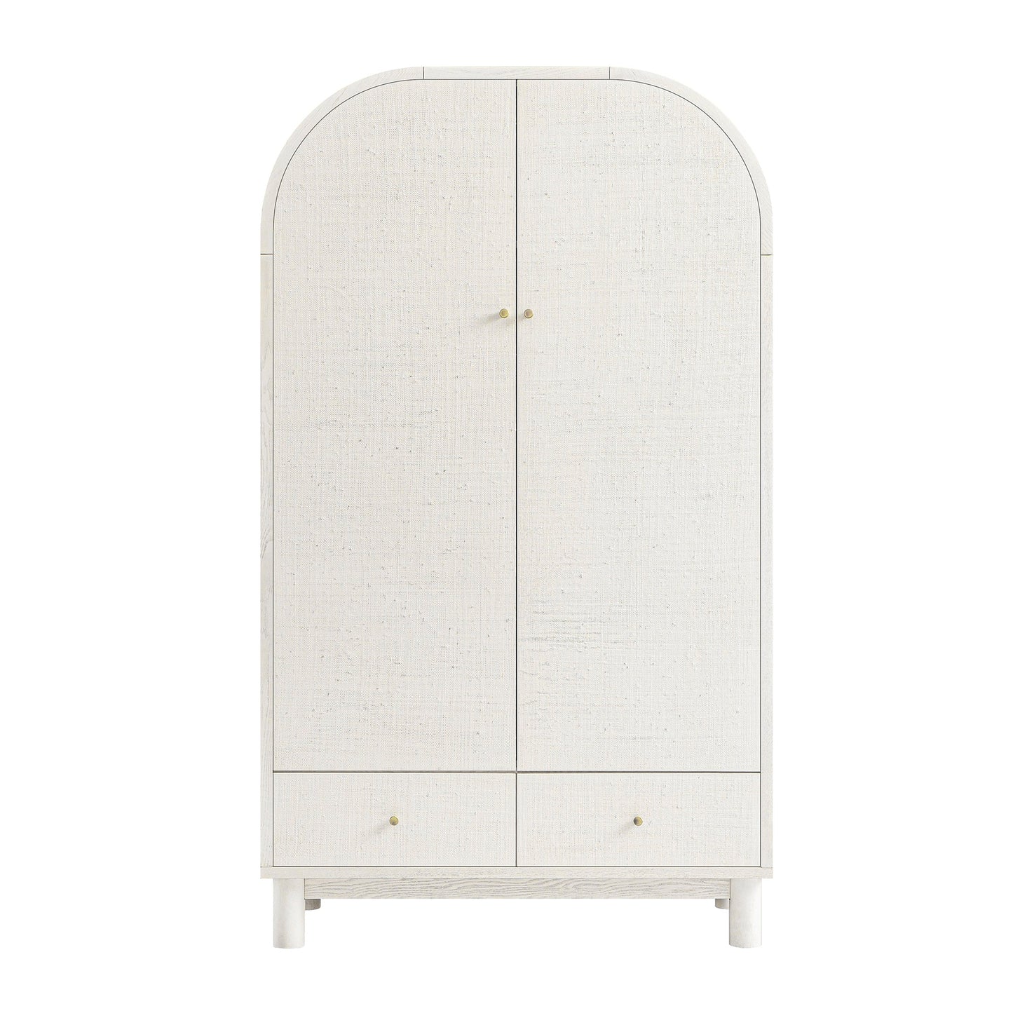 Maude Double Wardrobe, Washed White Ash with Raffia
