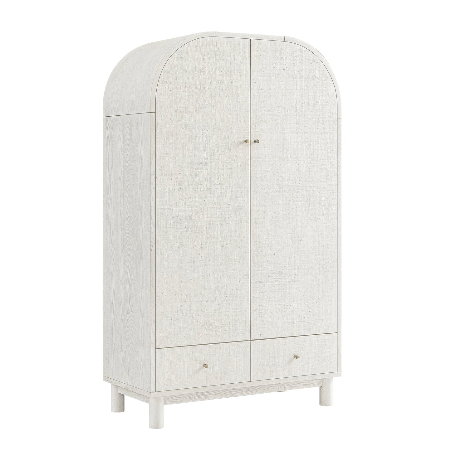 Maude Double Wardrobe, Washed White Ash with Raffia