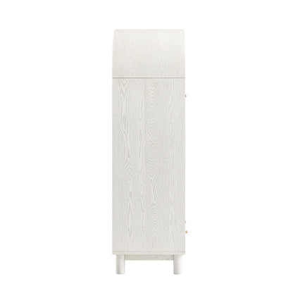 Maude Double Wardrobe, Washed White Ash with Raffia