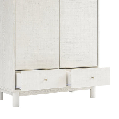 Maude Double Wardrobe, Washed White Ash with Raffia