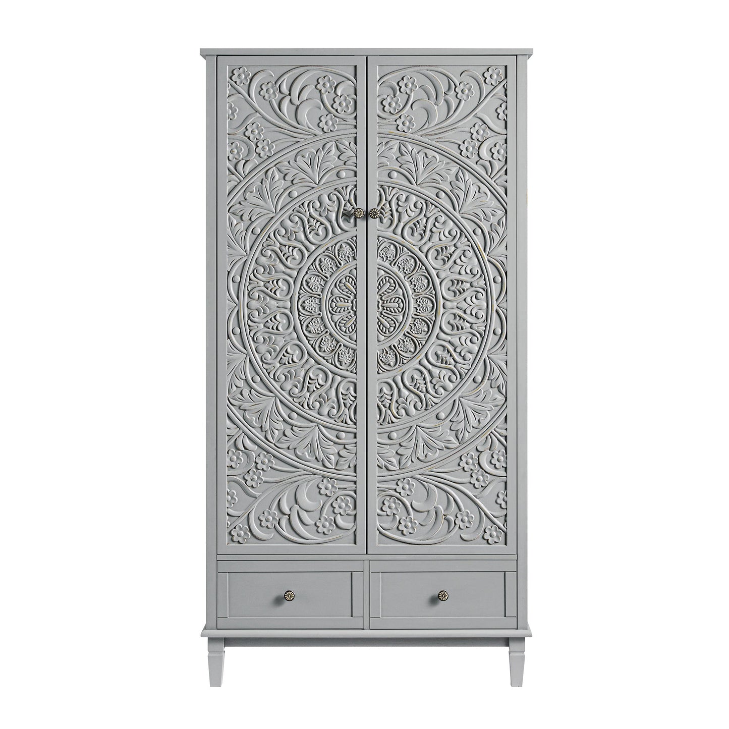 Chantilly Mid Grey Carved Double Wardrobe