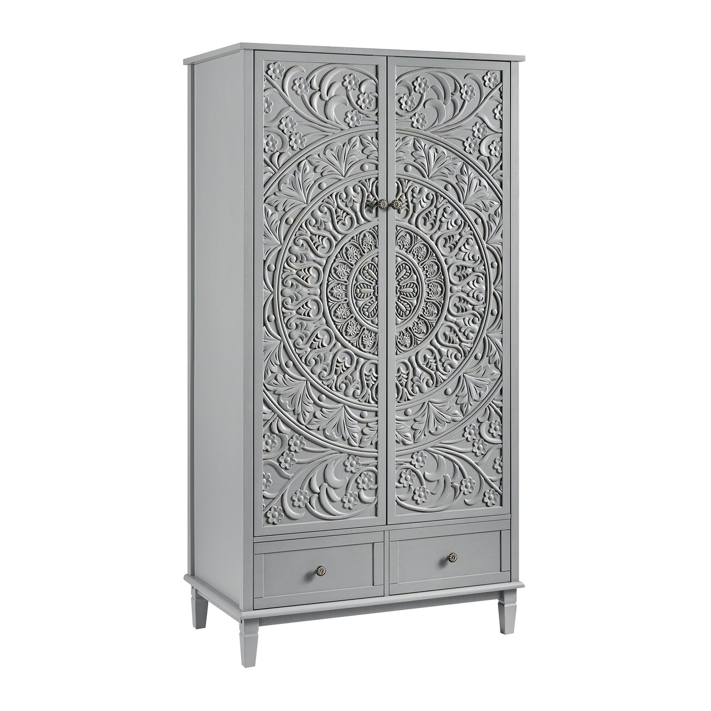 Chantilly Mid Grey Carved Double Wardrobe