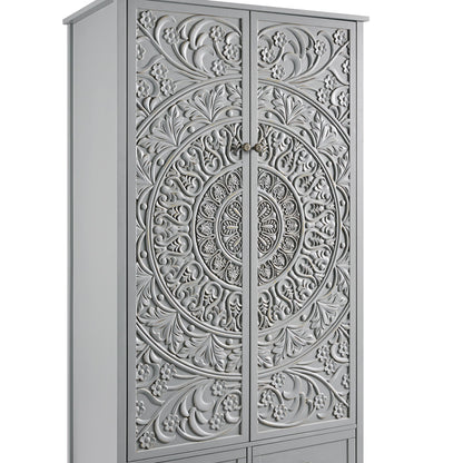 Chantilly Mid Grey Carved Double Wardrobe