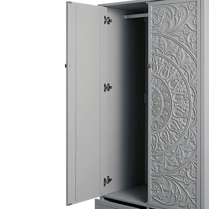 Chantilly Mid Grey Carved Double Wardrobe