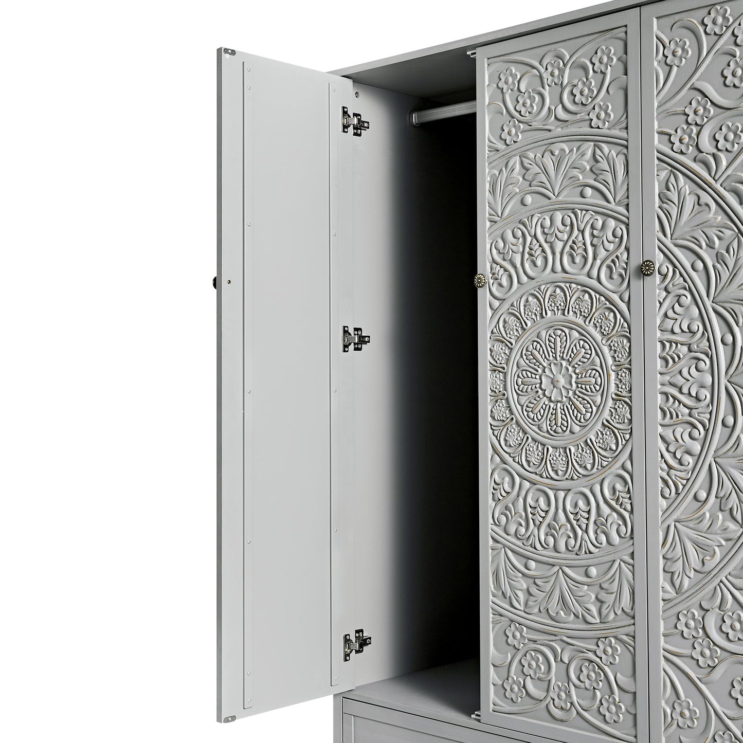 Chantilly Mid Grey Carved Triple Wardrobe