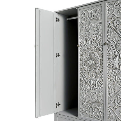 Chantilly Mid Grey Carved Triple Wardrobe