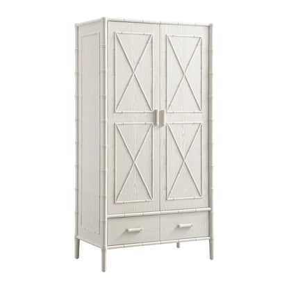 Elstowe Faux Bamboo Double Wardrobe, Shaded White