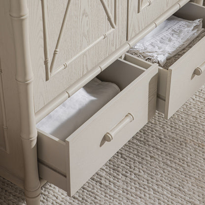 Elstowe Faux Bamboo Double Wardrobe, Shaded White