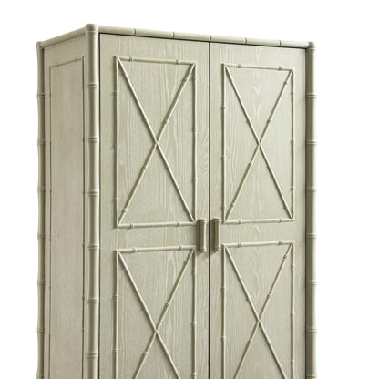 Elstowe Faux Bamboo Double Wardrobe, Sage Green