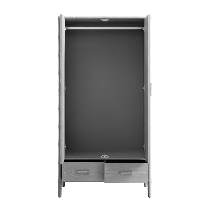 Elstowe Faux Bamboo Double Wardrobe, Warm Grey