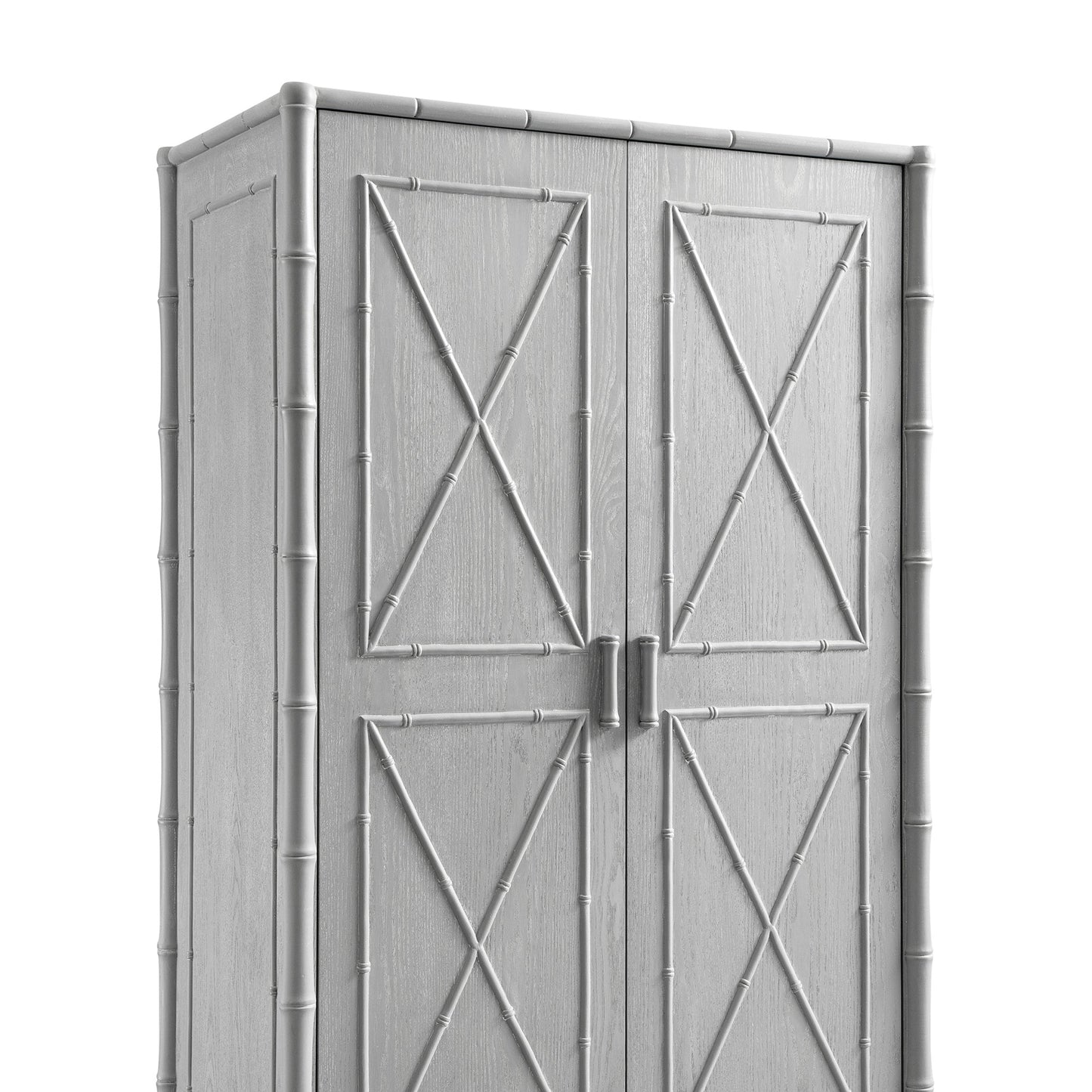 Elstowe Faux Bamboo Double Wardrobe, Warm Grey