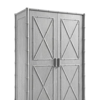 Elstowe Faux Bamboo Double Wardrobe, Warm Grey