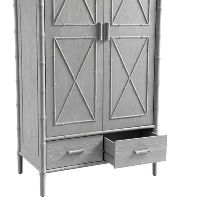 Elstowe Faux Bamboo Double Wardrobe, Warm Grey