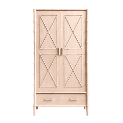 Elstowe Faux Bamboo Double Wardrobe, Nude Pink
