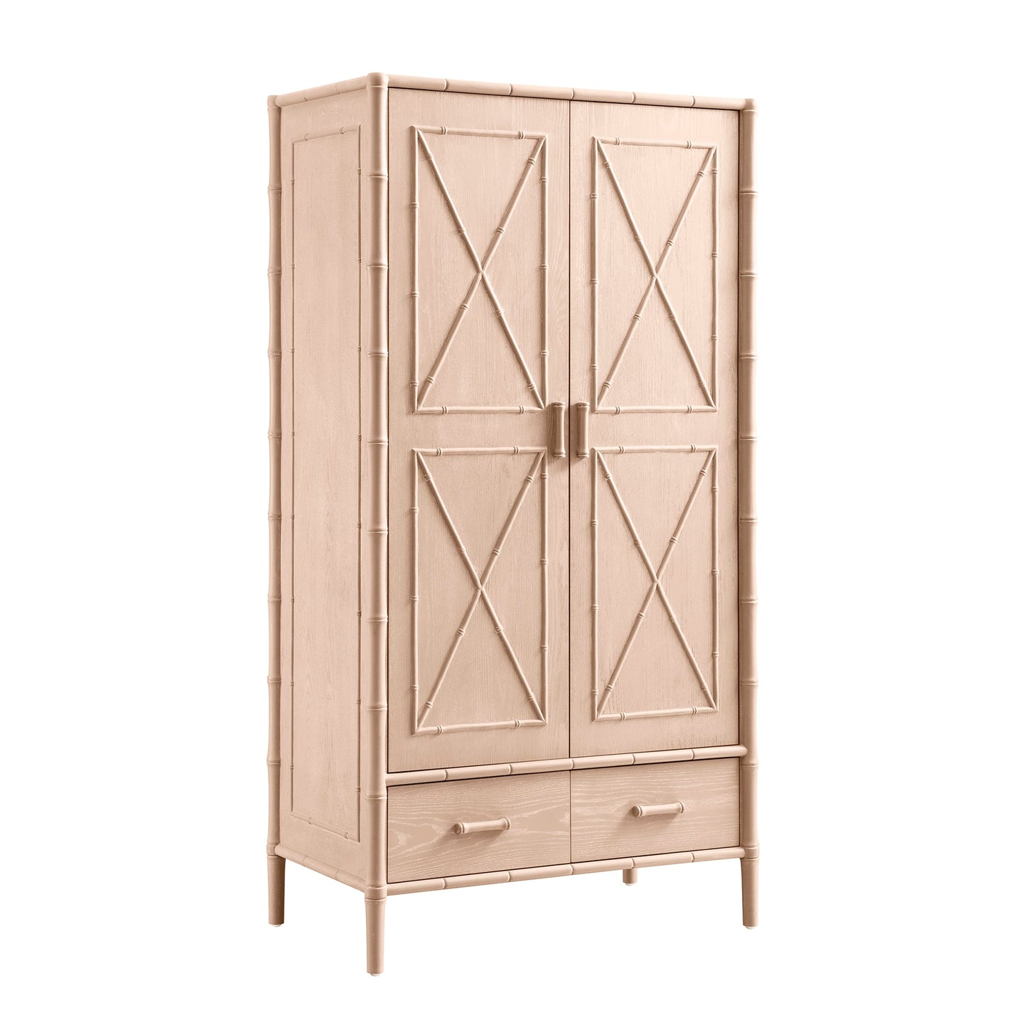 Elstowe Faux Bamboo Double Wardrobe, Nude Pink